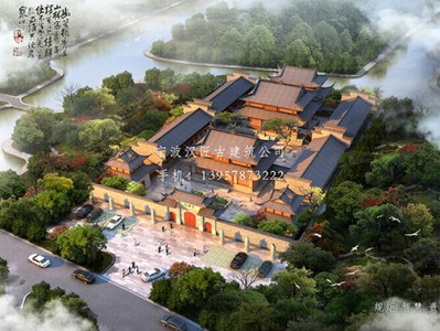 寺廟設計效果圖到實景，古建公司高度還原